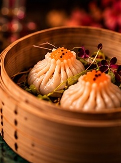 Dim sum in a bamboo basket